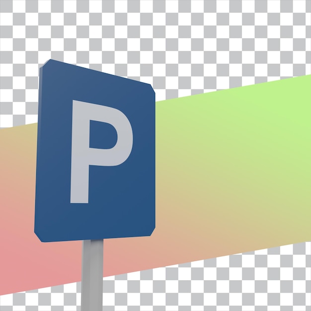 PSD 3d render laag poly parkeerbord geïsoleerd