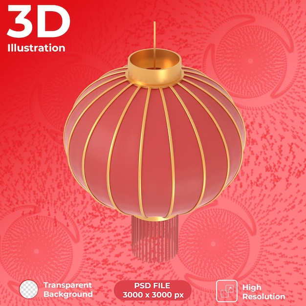 3d render lantern chinese perspective view