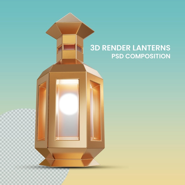 Rendering 3d lanterne foto trasparenti vista isolata