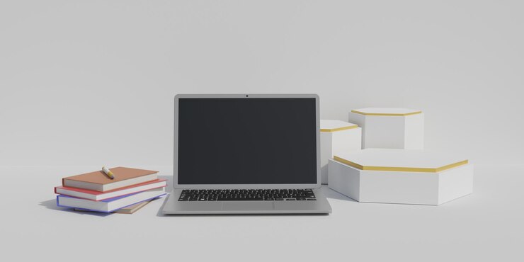 PSD 3d render laptop background