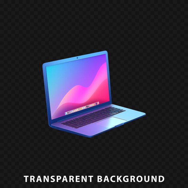 PSD 3d render laptop isolated on transparent background