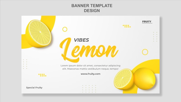 3d render lemon banner template design