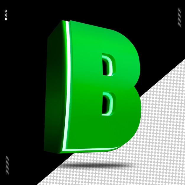 PSD 3d render letter b lettertype groen