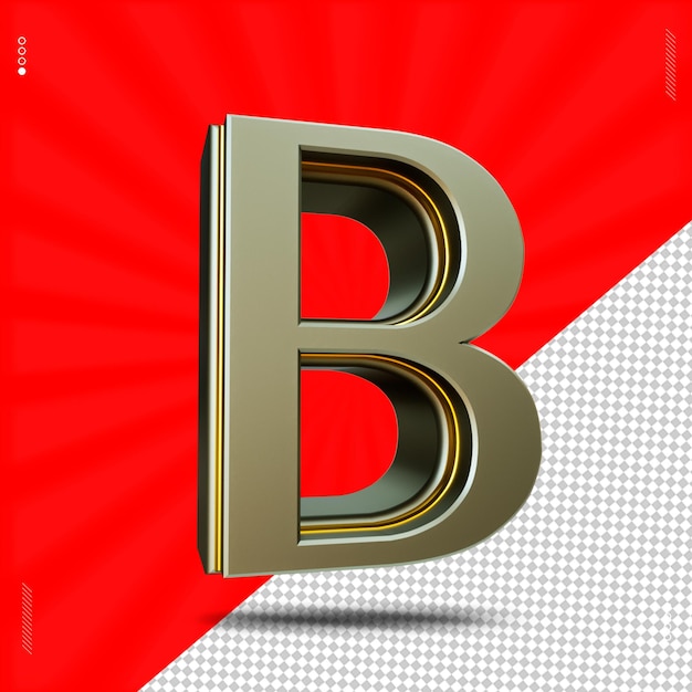 PSD 3d render letter b lettertype hoofdletters staal