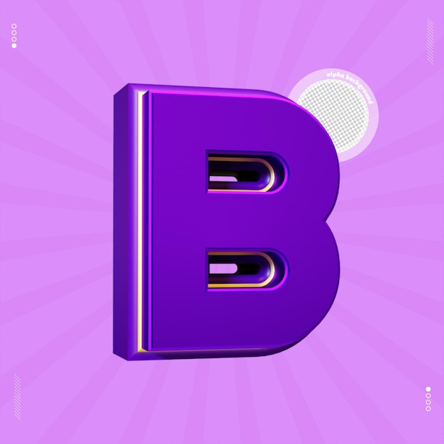 3d render letter b lettertype paars