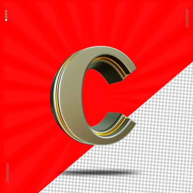 3d render letter c font lowercase steel
