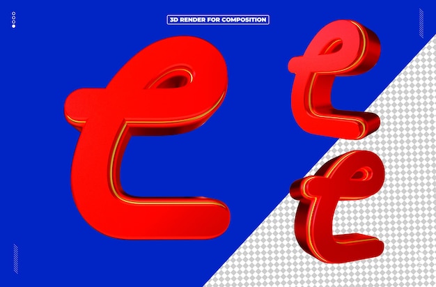 PSD 3d render letter c font red