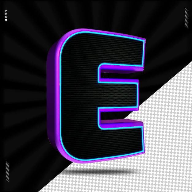 3d render lettera e font neon