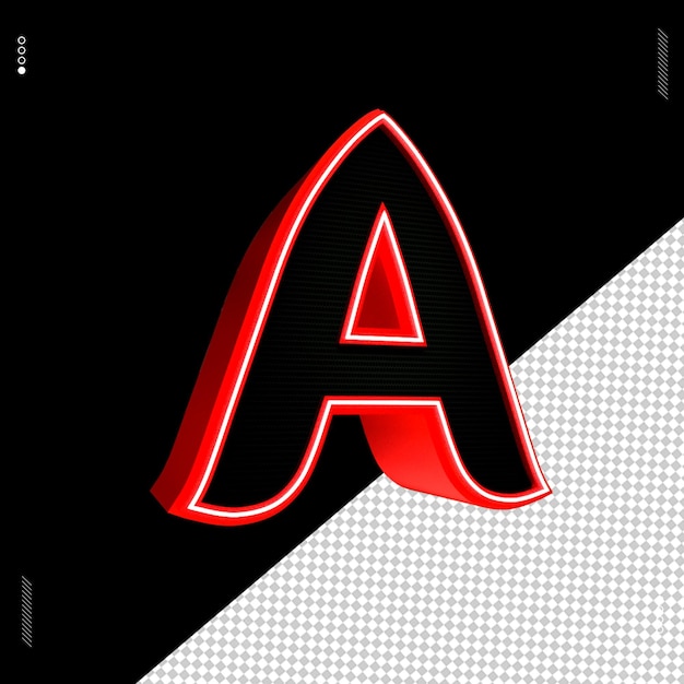 PSD 3d render letter een lettertype rood neon