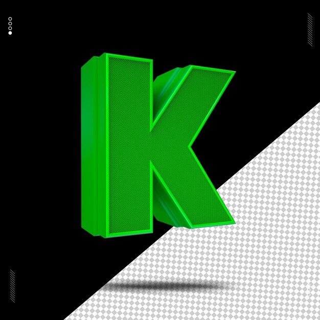 3d render letter font verde