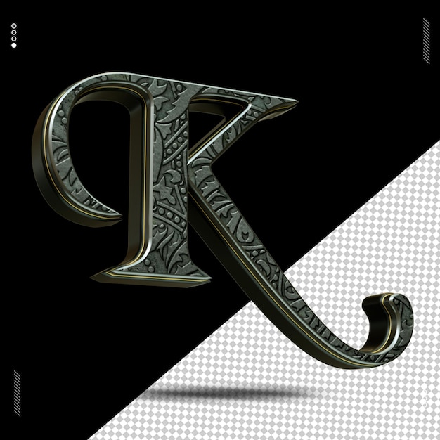 PSD 3d render letter font medieval gold