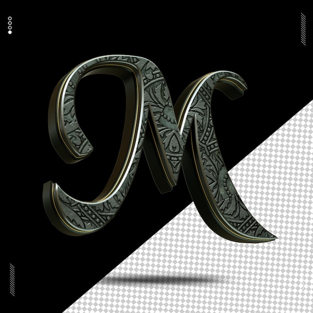 PSD rendering 3d carattere lettera oro medievale