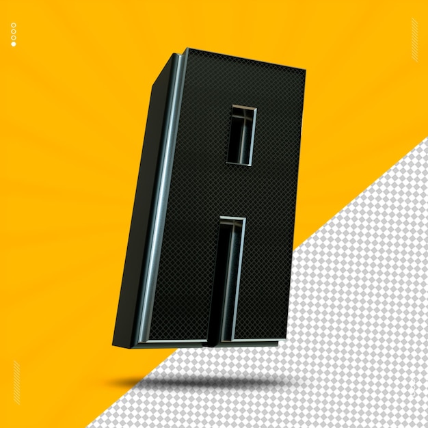 PSD 3d render letter a font metal black