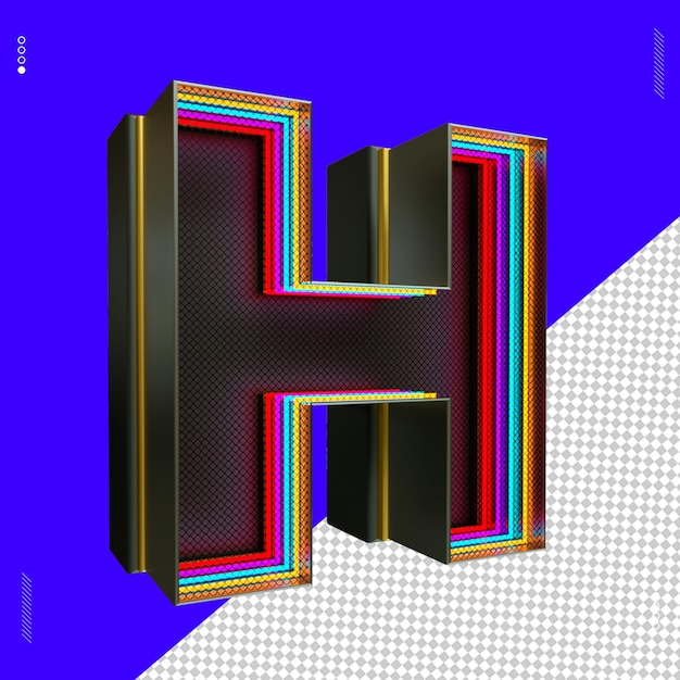 3d render letter font luce al neon