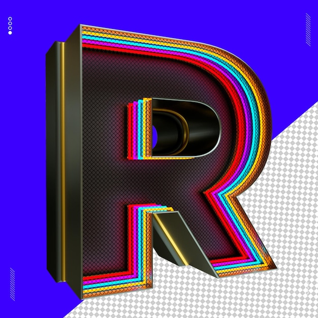 PSD 3d render letter font luce al neon