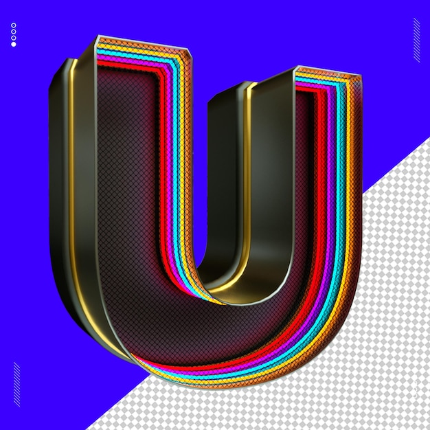 3d render letter font luce al neon