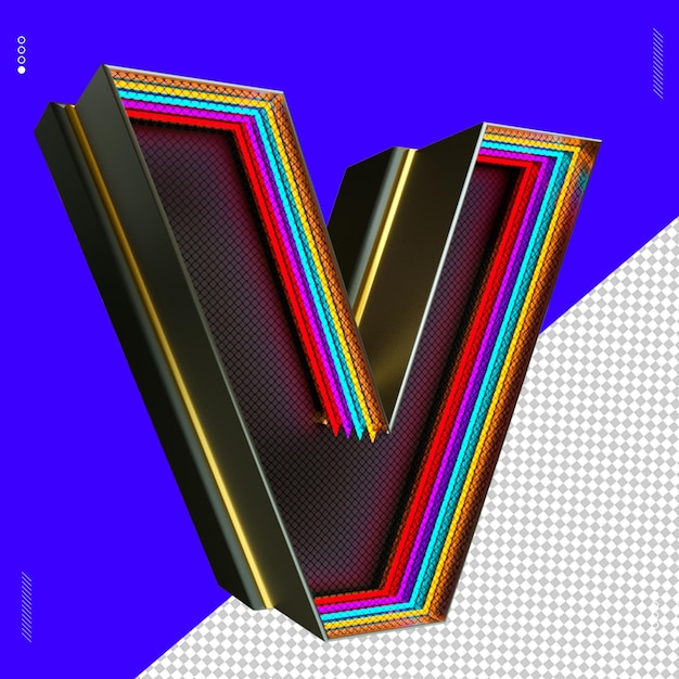 PSD 3d render letter font luce al neon