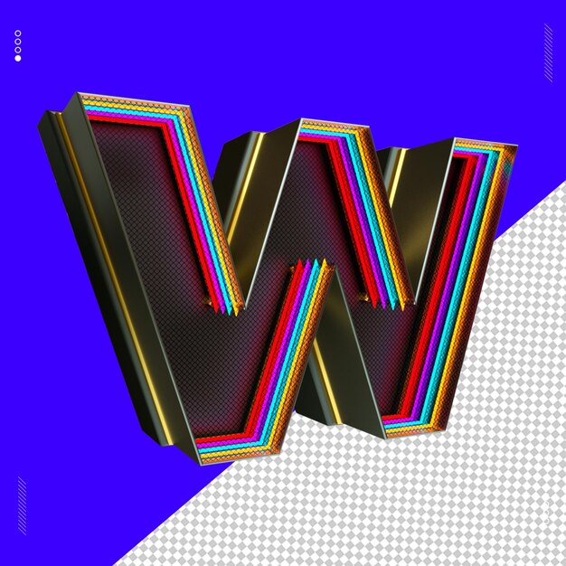 PSD 3d render letter font neon light