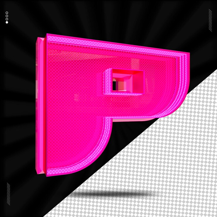PSD 3d render letter font pink neon