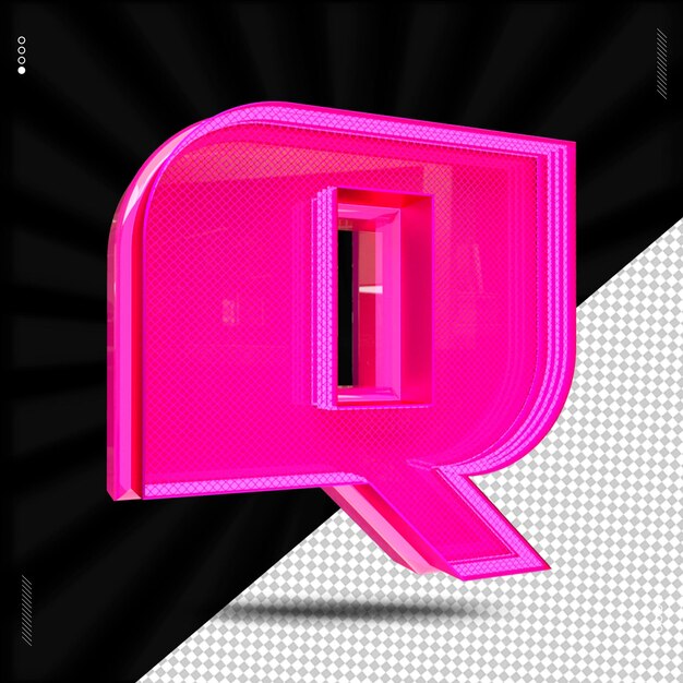 PSD rendering 3d carattere lettera neon rosa