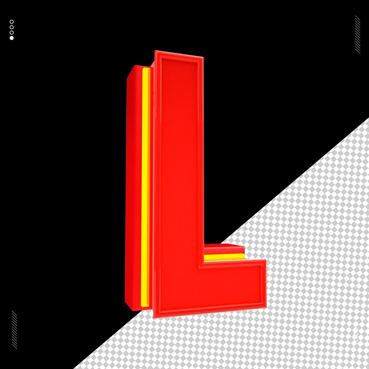 PSD 3d render letter font red neon