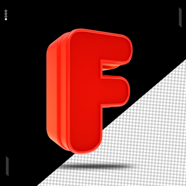 3d render letter font red