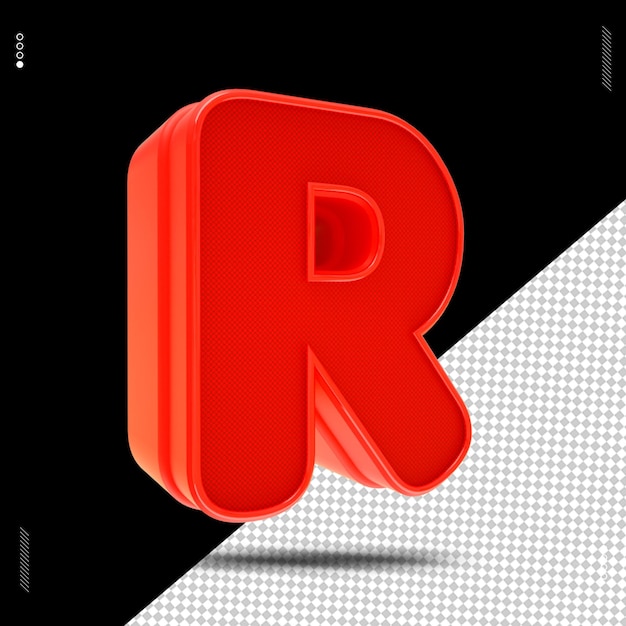 3d render letter font red