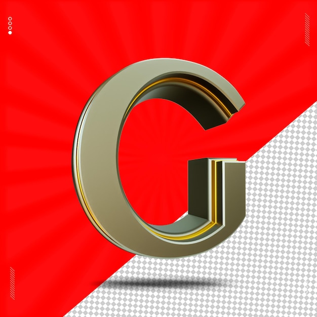 3d render letter g lettertype hoofdletters staal