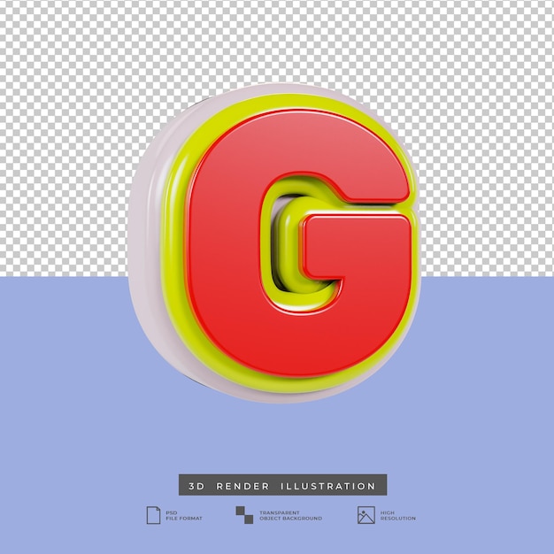 3d render letter g veelkleurig teksteffect