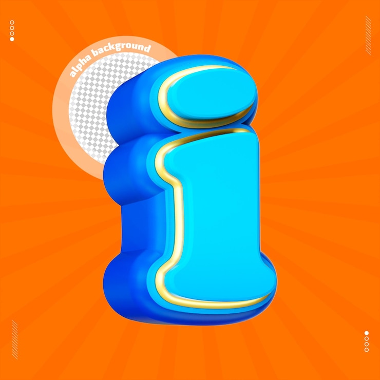 PSD 3d render letter i font lowercase blue