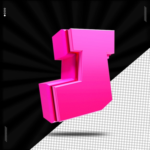 3D 渲染字母 J 字体为粉红色