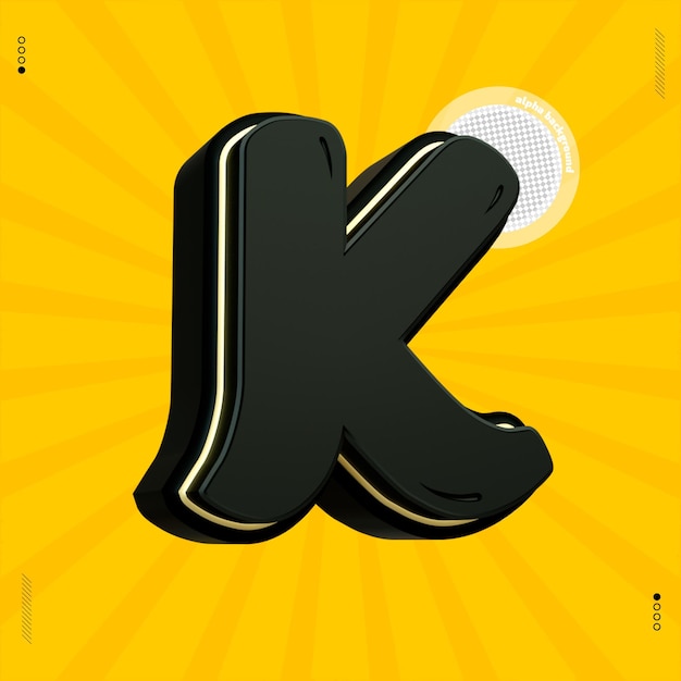 3d render letter k font black japanese