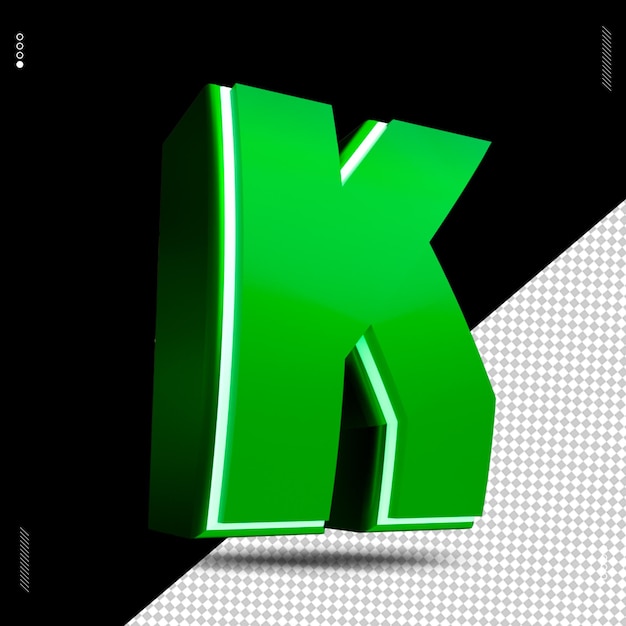 PSD 3d render letter k lettertype groen