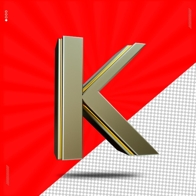 PSD 3d render letter k lettertype hoofdletters staal