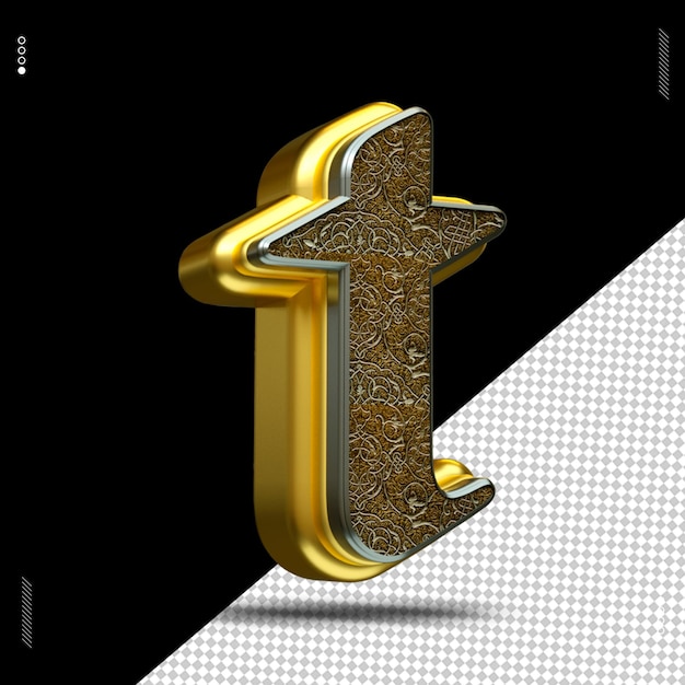 3d render letter lettertype middeleeuws goud