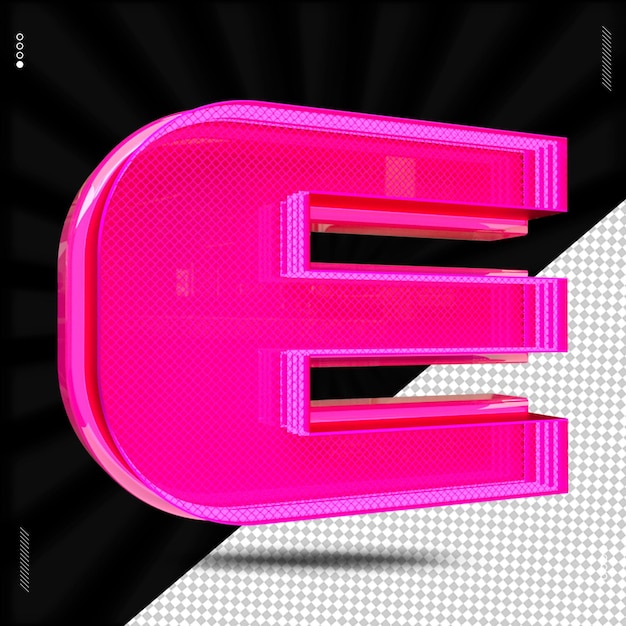 PSD 3d render letter lettertype roze neon