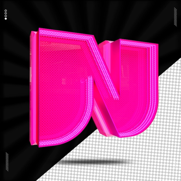 PSD 3d render letter lettertype roze neon