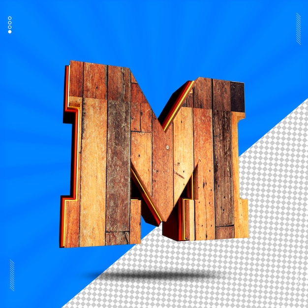 PSD 3d render letter m lettertype hout