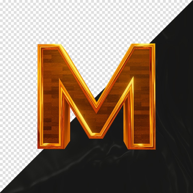 3d render letter m met gouden textuur