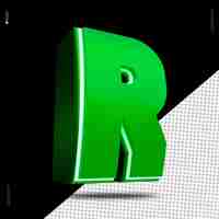 PSD 3d render letter r font green