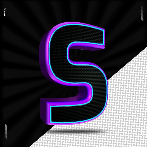 3d render letter s lettertype neon