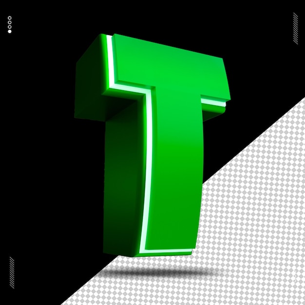 PSD 3d render letter t lettertype groen