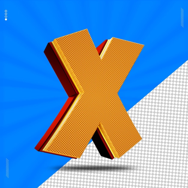 3d render letter x font wafer