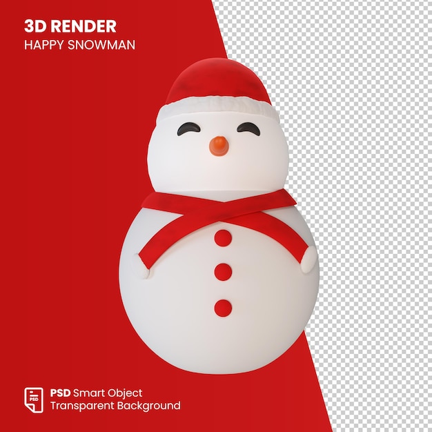 3d render leuke gelukkige sneeuwpop