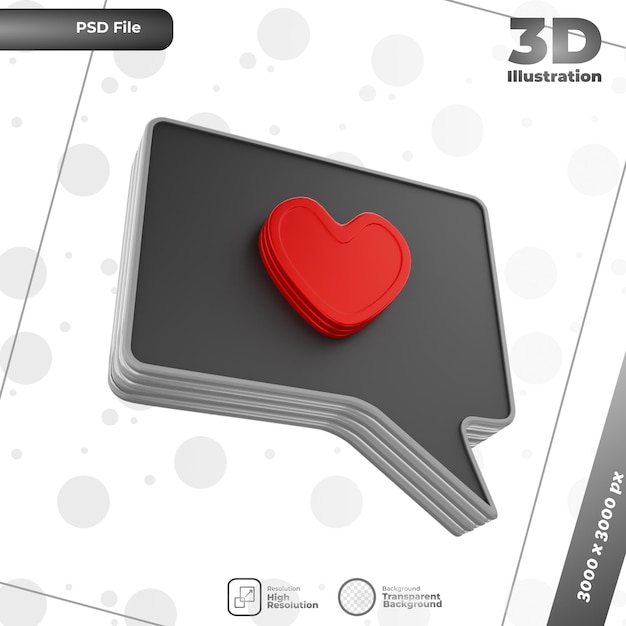 PSD 3d render liefde illustratie