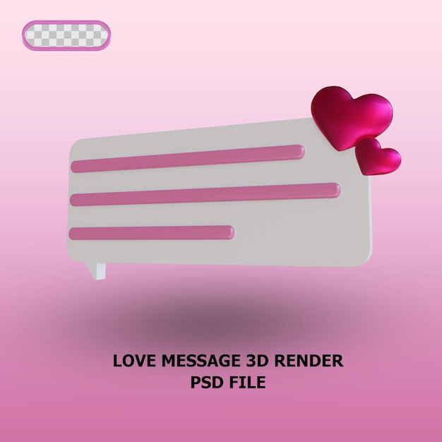 PSD 3d render liefdesbericht