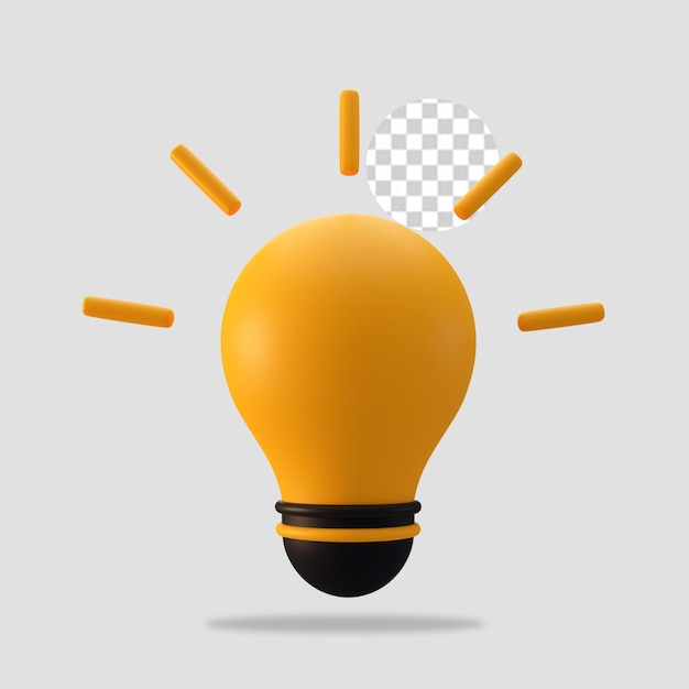 3d render light bulb icon isolated