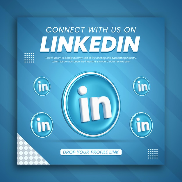 PSD rendering 3d della promozione aziendale di linkedin per un design di post sui social media