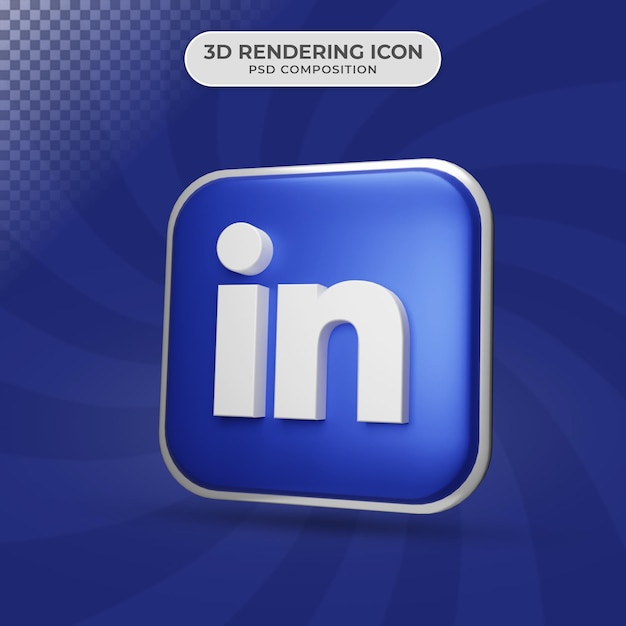 3d render of linkedin icon design