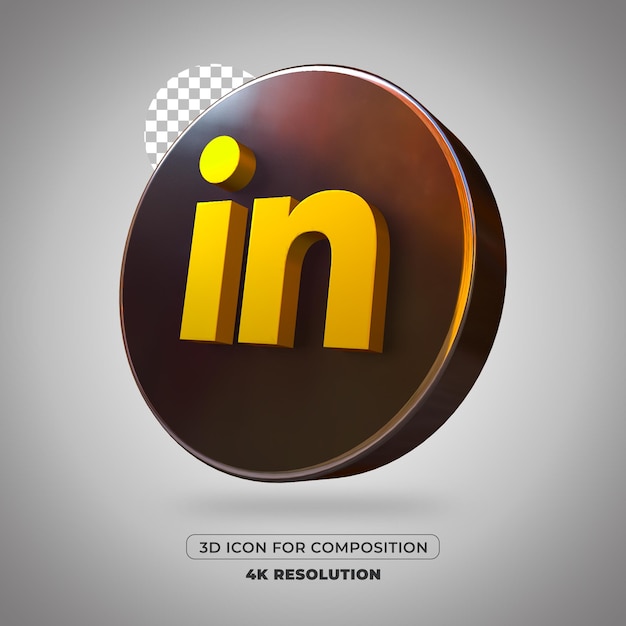 Изолированные значок LinkedIn 3D визуализации